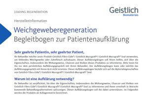 Weichgeweberegeneration - Begleitbogen zur Patientenaufklärung